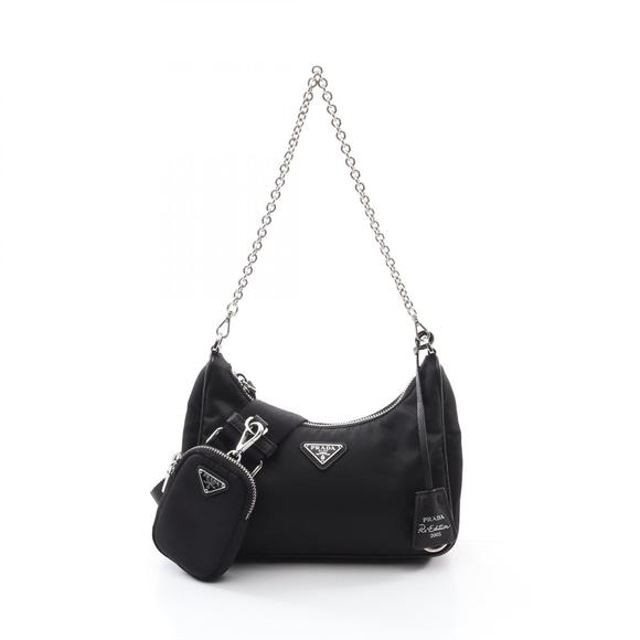 Prada Re Edition Shoulder Bag Nylon Saffiano Leather Black - Picture 1 of 7